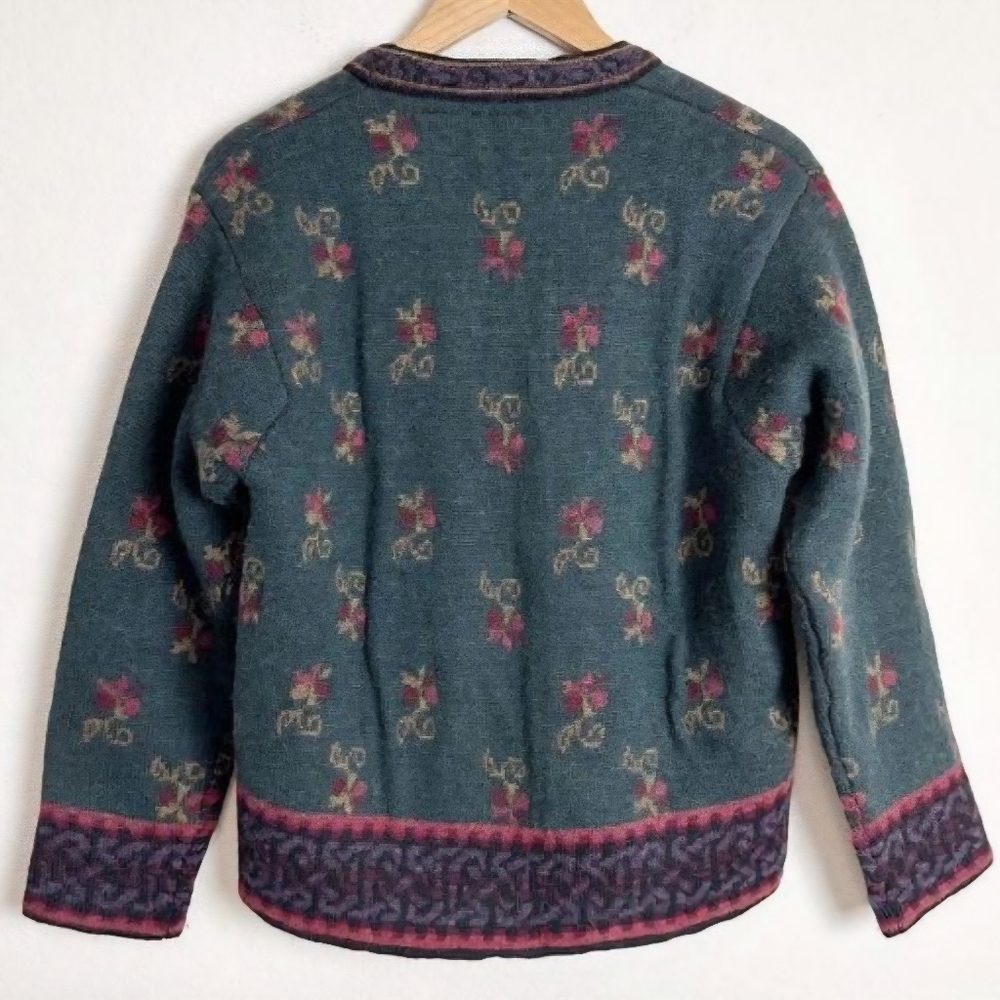 NORDIC DESIGN 100% Shetland Wool Cardigan Knit Sweater Women's Plus Size 3X EUC - Picture 2 of 12